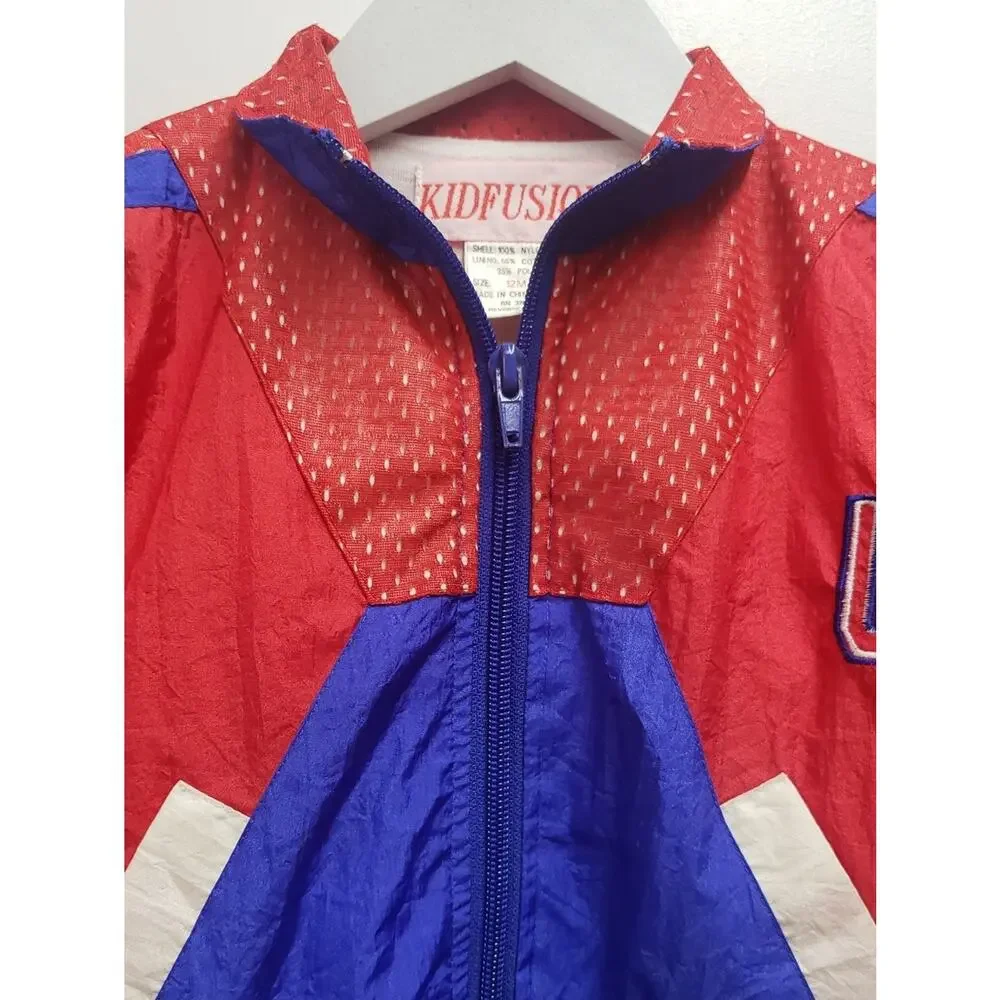 Vintage USA Red & Royal Blue Kids Windbreaker Jacket Size 12 Months